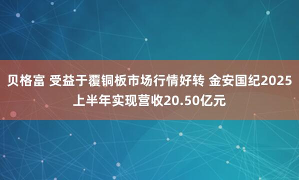 贝格富 受益于覆铜板市场行情好转 金安国纪2025上半年实现营收20.50亿元